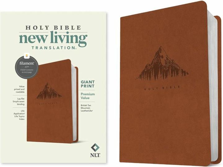 NLT Giant Print Premium Value Bible, Filament Enabled (Leatherlike, British Tan Mountain) (English, 2024)