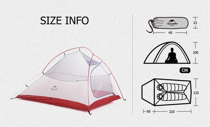 Actual product image Naturehike NH17T001T Cloud Up 2 Tent for 2 peopleGrey (Awning, 1.80 kg, 2 persons)
