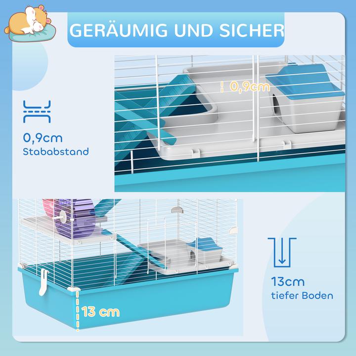 Produktbild PawHut Hamsterkäfig Metall, Kunststoff Hellblau