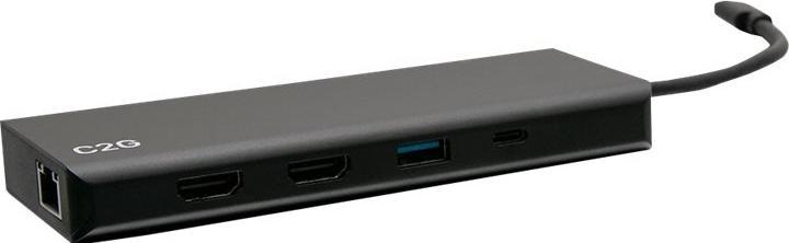 Produktbild C2G USB-C 9-in-1 Dual Display Docking Station with HDMI, Ethernet, USB, 3.5mm Audio and Power Del... (USB-C, 7 Ports)