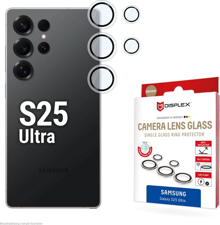 Produktbild Displex Premium Camera Lens Glass, Kamera Schutzglas, Einzelringe (1 Stück, Samsung Galaxy S25 Ultra)