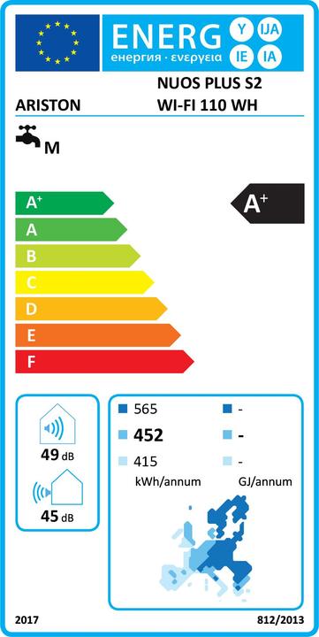Label énergétique Ariston Pompa ciepła NUOS PLUS S2 WI-FI 110 WH (3629146)