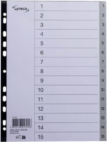 Image du produit Lyreco Register Kunststoff grau 1-15 A4