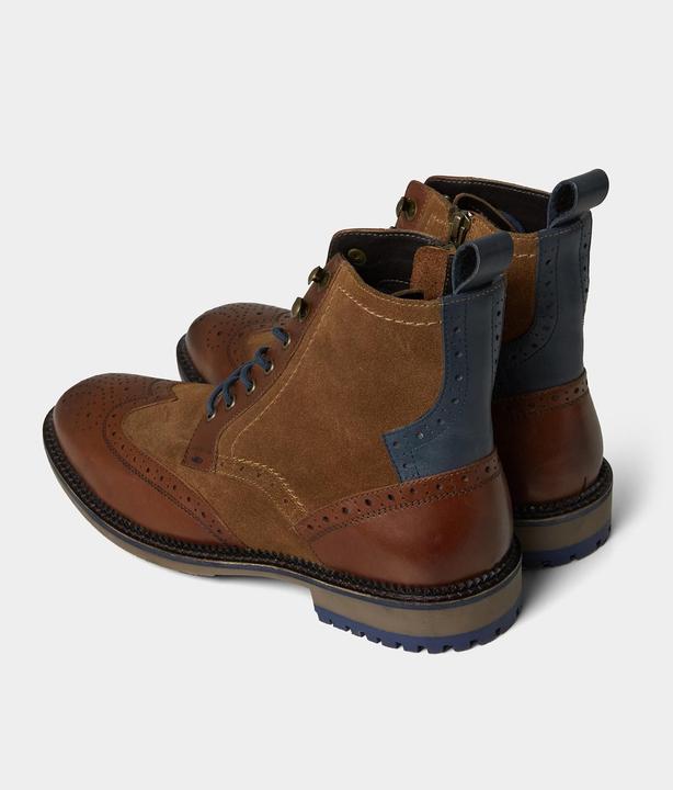 Image du produit Joe Browns Bottes de cheville en daim et cuir mélangés Tan Brogue (41)