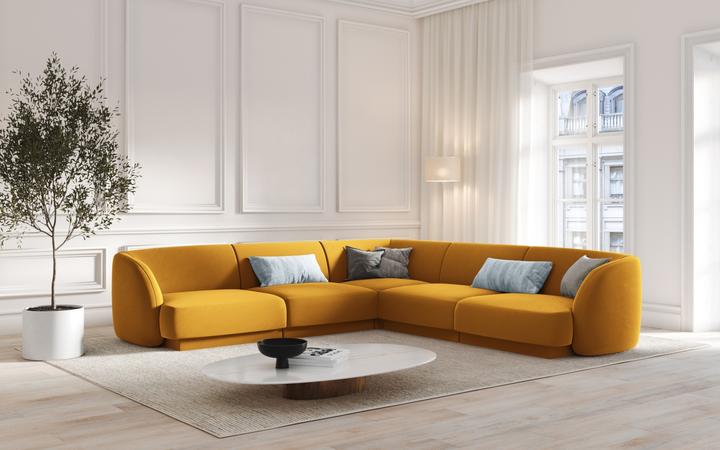Image du produit Micadoni Canapé D'Angle Symétrique En Velours, "Miley", 5 Places, 255x255x70Fabriqué en Europe (Canapé d'angle)