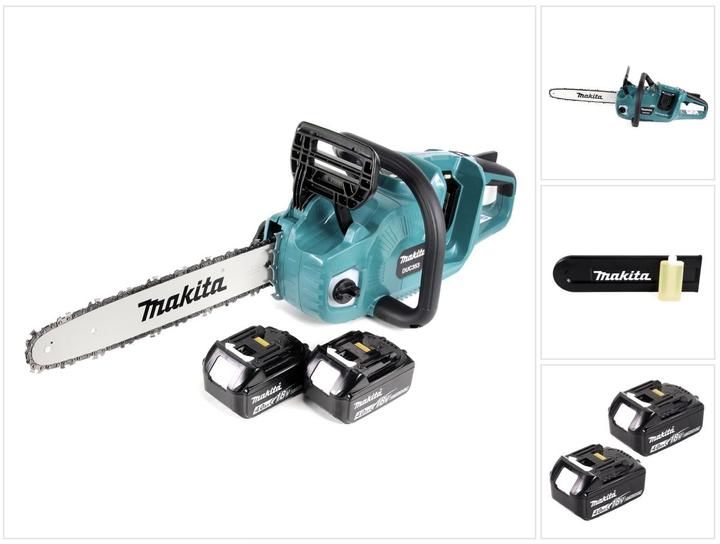 Produktbild Makita DUC 353 M2 Akku Kettensäge 36V ( 2x18V ) Brushless 35 cm + 2x 4,0 Ah Akku - ohne Ladegerät (Akku Kettensäge)