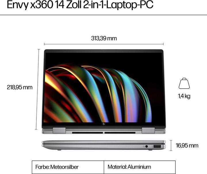Produktbild HP ENVY x360 14-fc0156ng 14,0" WUXGA IPS Touch, Intel Core Ultra 5 125U, 16GB RAM, 512 GB SSD, Windo (14", Intel Core Ultra 5 125U, 16 GB, 512 GB, DE)