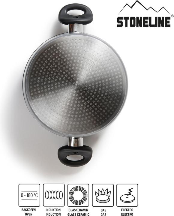 Produktbild Stoneline XXXL-Bratentopf 32 cm, mit Glasdeckel, Induktion und backofengeeignet (32 cm, Kochtopf, Aluminium)