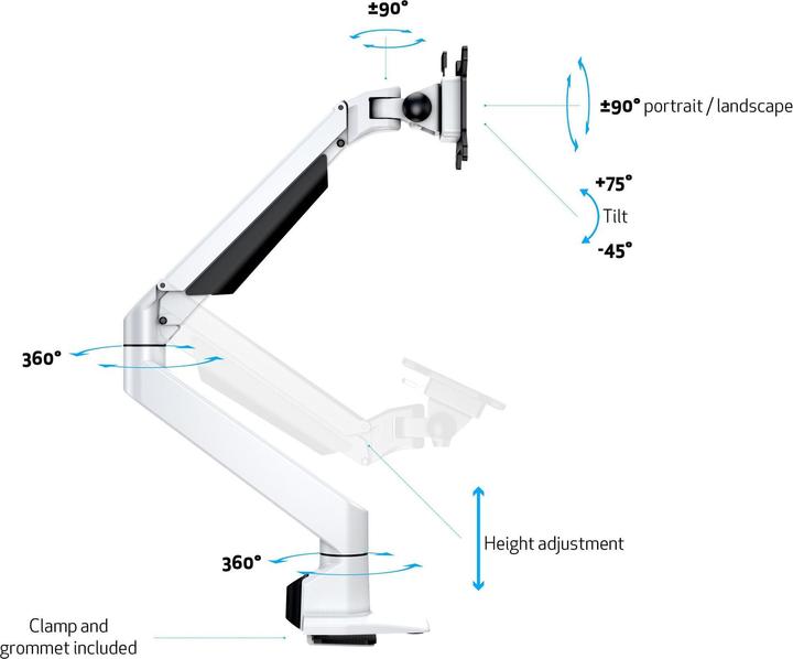 Actual product image Multibrackets Monitor Arm Single White (Table, 32")