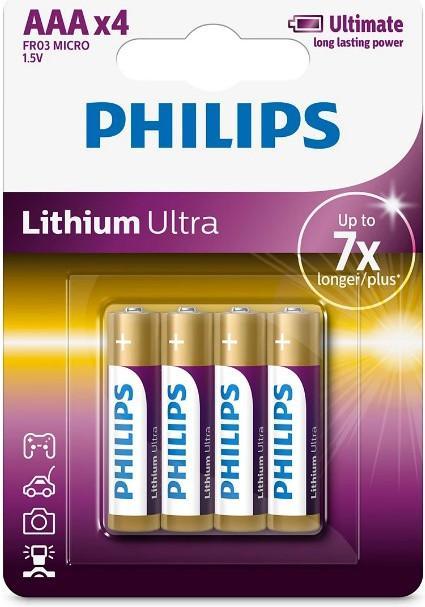 Actual product image Philips Lithium Ultra Battery FR03LB4A/10, Rechargeable battery, AAA, Lithium, 1.5 V, 4 pc(s), 15 ye (4 pcs., AAA)