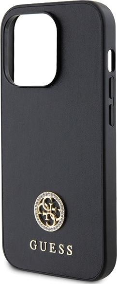 Immagine prodotto Guess GUHCP13LPS4DGPK Custodia rigida per iPhone 13 Pro 6.1" in pelle nera con logo in metallo Strass (Apple iPhone 13 Pro)