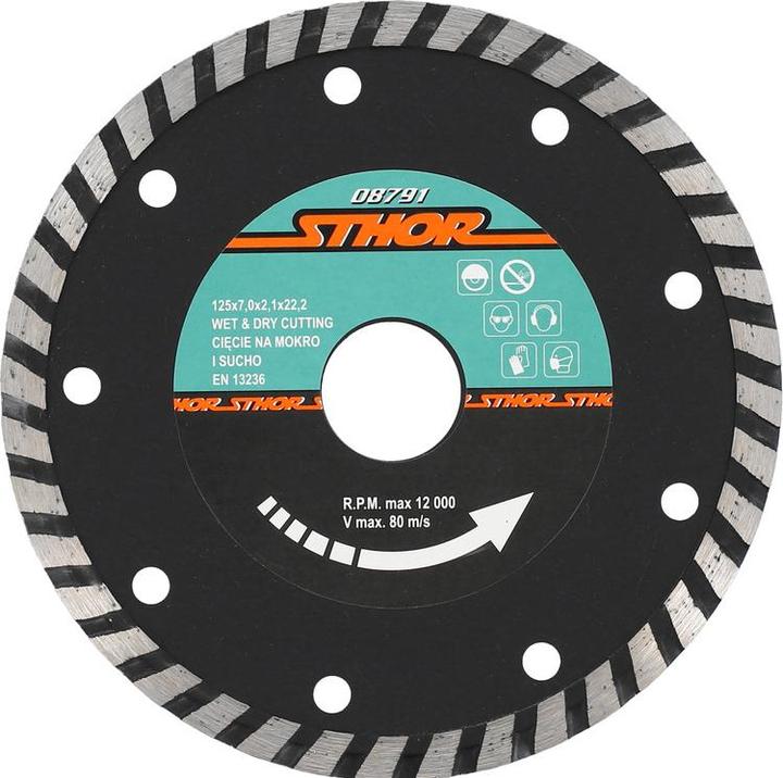 Image du produit Toya STHOR TARCZA DIAMENTOWA 125 x 22,2mm TURBO, DO BETONU GŁADKIE CIĘCIE 08791