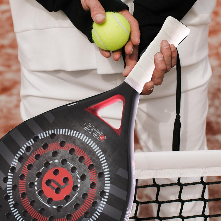 Actual product image Luxtri Padel Racket Jugador 250 Teardrop Shape Grey Red 360g Fibreglass EVA Padel Tennis