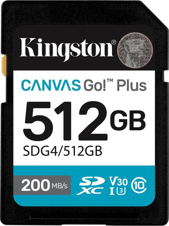 Actual product image Kingston Card Canvas Go Plus SDG4 (512 GB, SDXC, U3, UHS-I)