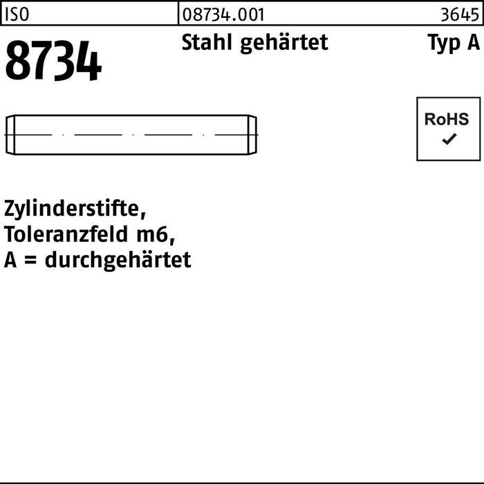 Produktbild Zylinderstift ISO 8734 1 m6 x 5 Stahl gehärtet Toleranz m6 ISO 8734