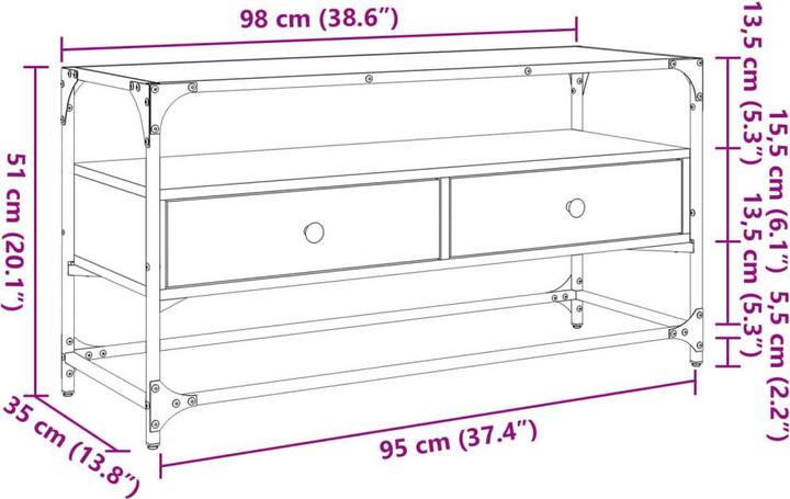 Image du produit VidaXL Meuble TV avec plateau en verre 98 x 35 x 51cm