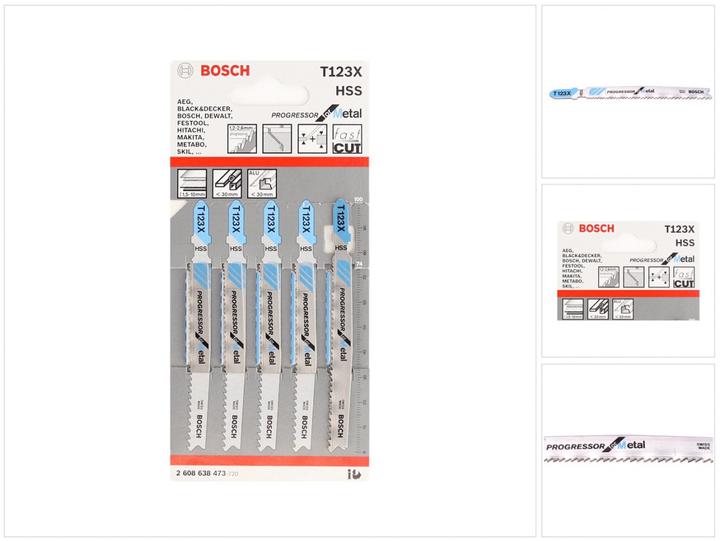 Actual product image Bosch Professional Zubehör PRO Metal thick and thin T123XF jigsaw blade, 100 mm, 5 pcs.