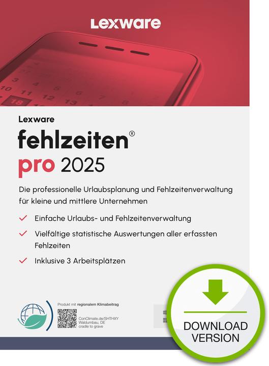 Image du produit Lexware ESD / fehlzeiten pro 2025 / Onli (1 Utilisateur, 12 mois)