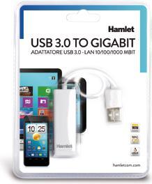 Produktbild Hamlet USB 3.0 zu Gigabit Lan Adapter Übertragungsgeschwindigkeit bis zu 5 Gbps (USB, RJ45 (1x))