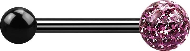 Star Piercing Barbell schwarz mit Kugel und Kristallkugel hellviolett Epoxy Schutzschicht (ohne Messing, Titan G23)