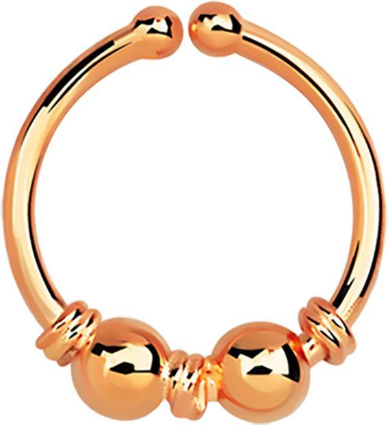 Star Piercing Fake Septum mit kleiner Seilwindung und zwei Kugeln rosegold