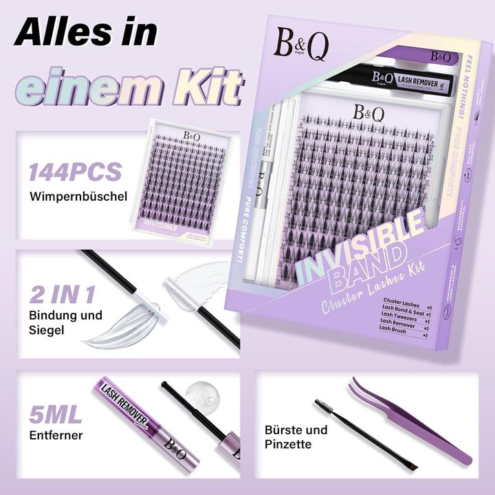 Actual product image B&Q Lash Extension Set mit unsichtbarem Band (144 Stück) (Artificial eyelashes)
