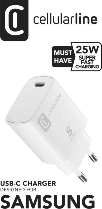 Produktbild Cellularline Reiselader 25W USB Type-C ACHSMUSBCPD25WSMLW Micropack für Samsung (25 W)