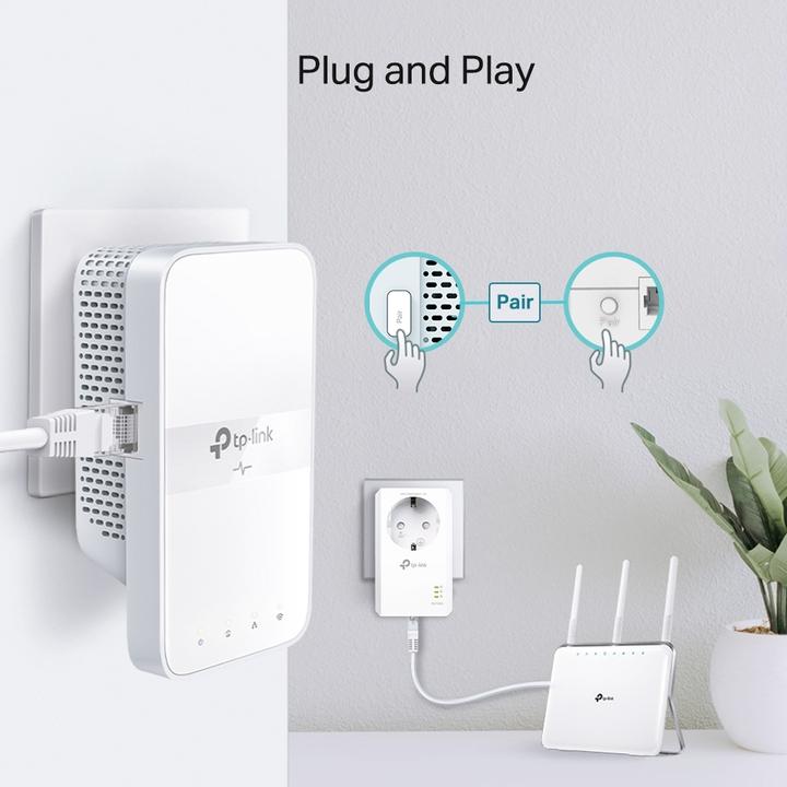 Produktbild TP-Link AV1000 Gigabit Passthrough Powerline ac Wi-Fi Kit TL-WPA7617 KIT mit TL-PA7017P 10 (1200 Mbit/s)