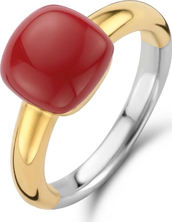Ti Sento Milano Ring mit korallrotem Stein vergoldet 12187CR (56, 925 Silber)
