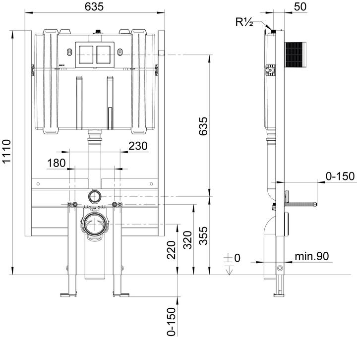 Produktbild Villeroy & Boch ViConnect, WC-Vorwandelement Compact für Trockenbau, mit Spülkasten, Bauhöhe 80 m