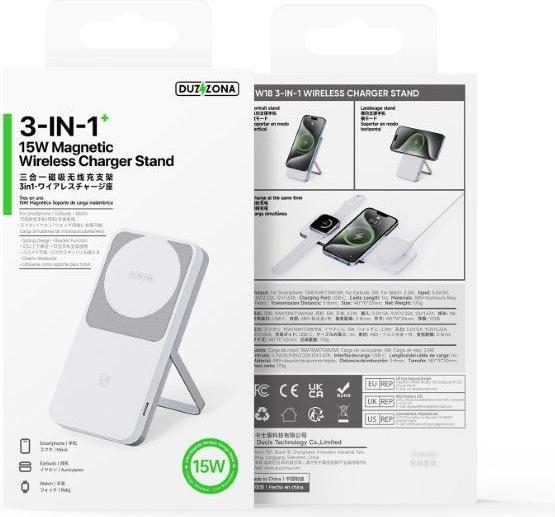 Image du produit Dux Ducis DUZZONA - W19 Chargeur sans fil 3 en 1 Slide - Blanc (15 W)