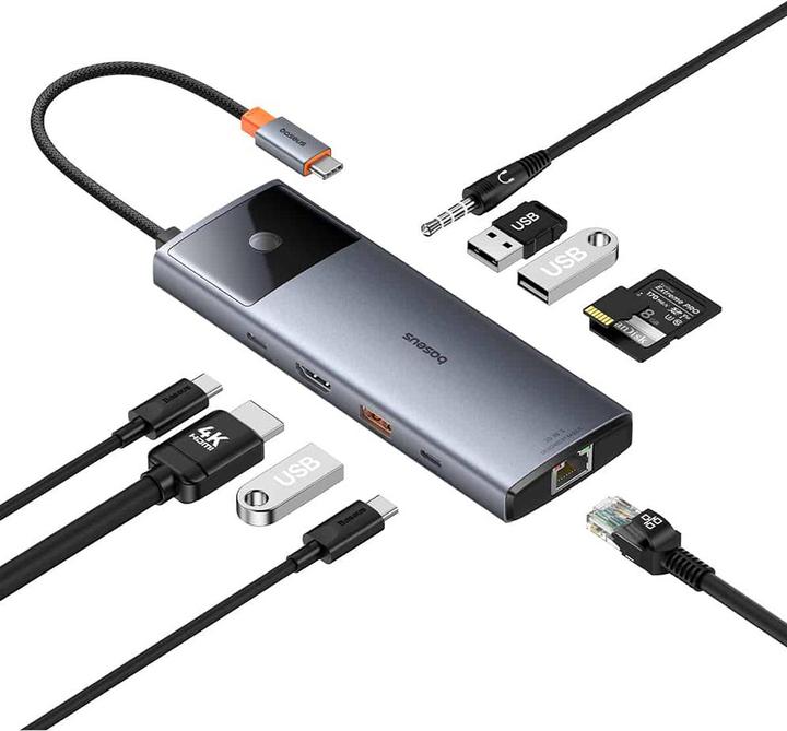 Actual product image Baseus 10in1 Hub Metal Gleam II Series (USB-C, 10 Ports)