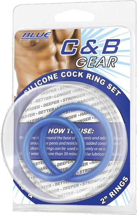 Blue Line C&B GEAR Silicone Cock Ring Set - Blue