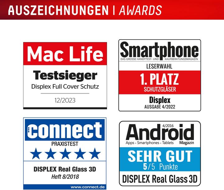 Energie-Label Displex Premium Glass, Full Cover Panzerglas (1 Stück, Apple iPhone 16)