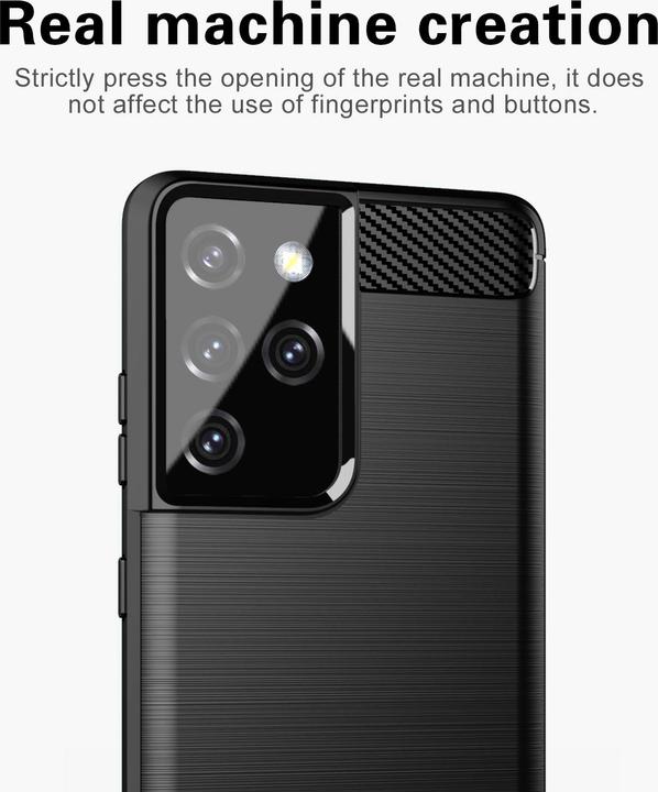 Produktbild Cadorabo TPU Ultra Slim carbon edelstahl Kombi Cover (Samsung Galaxy S21 Ultra)