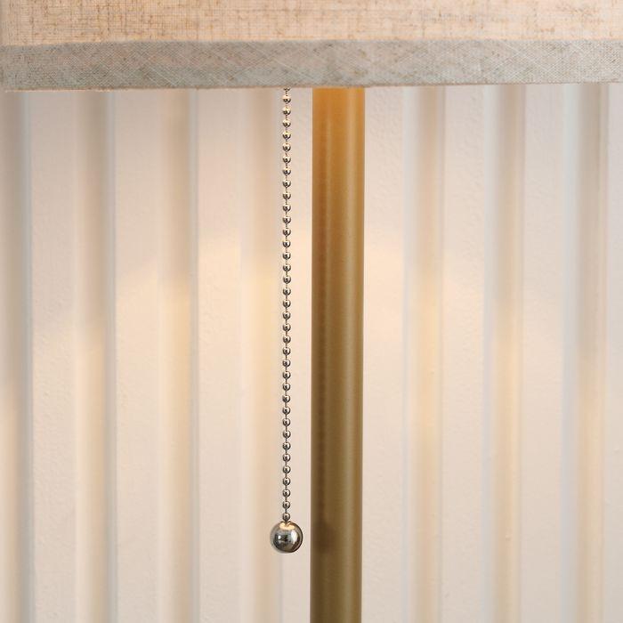 Immagine prodotto Swisshandel24 Stehlampe Wohnzimmer Stehleuchte mit Leinen Lampenschirm, Zugkettenschalter (E27)