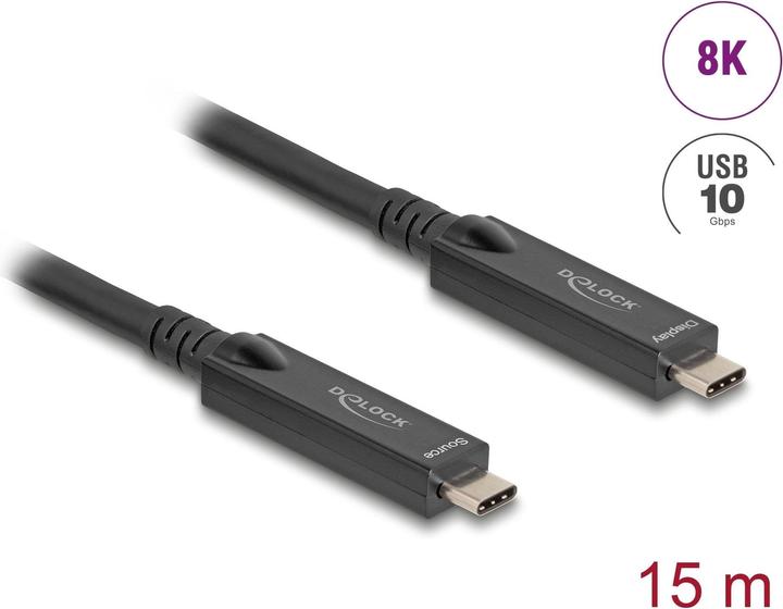 Produktbild Delock Aktives Optisches USB-C 8K Video + Daten + PD Kabel 15 m (15 m, USB 3.2 Gen 2, 60 W)