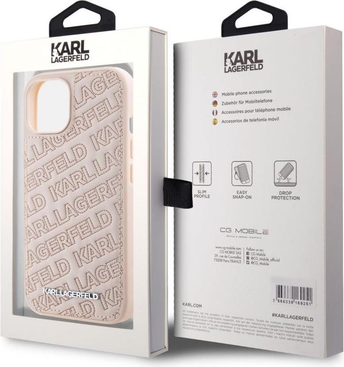 Image du produit Karl Lagerfeld KLHCP15SPQKPMP iPhone 15 6.1" różowy/pink hardcase Motif K matelassé (Apple iPhone 15, Apple iPhone 14, Apple iPhone 13)