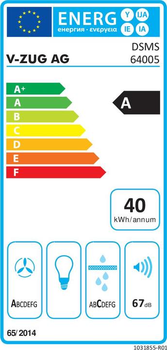 Energie-Label V-Zug Dsms (Wandhaube)