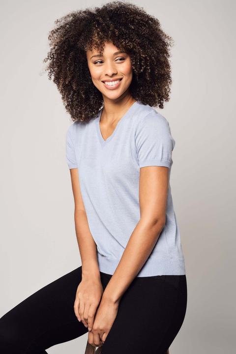 Actual product image Bellemere T-Shirt Silk Cashmere V-Neck T-Shirt (L)
