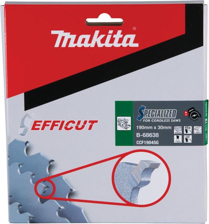 Produktbild Makita CCF19045G SPECIALIZED EFFICUT Sägeblatt 190 x 30 x 1,0 mm ( B-68638 ) 45 Zähne für Holz