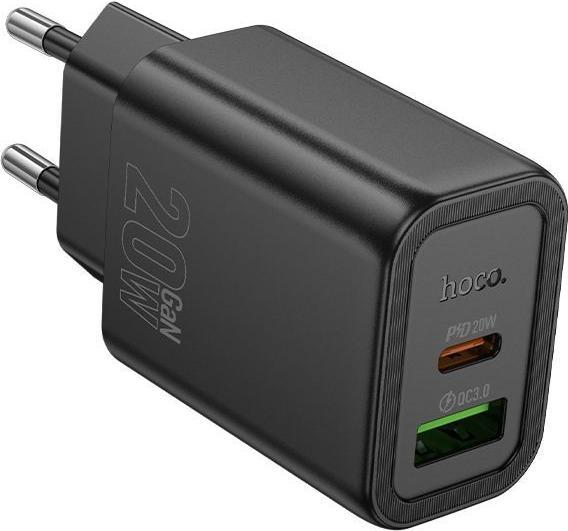 Actual product image Hoco Adapter N61 Gentle PD20W+QC3.0 charger(EU) Black (20 W)