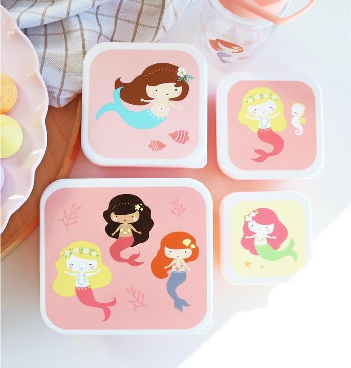Produktbild A Little Lovely Company ALLC Lunch Box Mermaids SBSEME40 pink 18x6x12cm