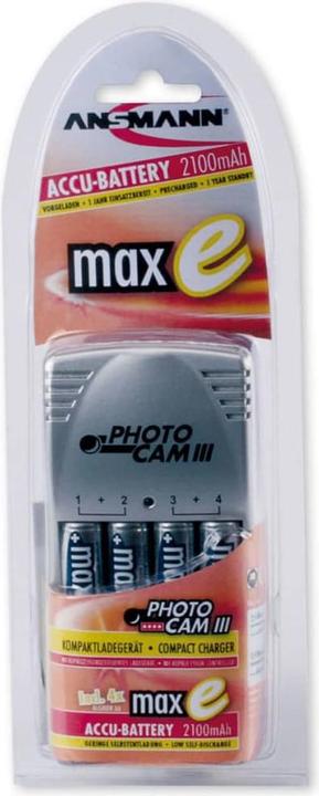 Produktbild Ansmann Photocam III, Steckerladegerät, mit 4x maxE+AA-Akkus (4 Stk., AA, AAA, 2100 mAh, Ladegerät inkl. Akku)