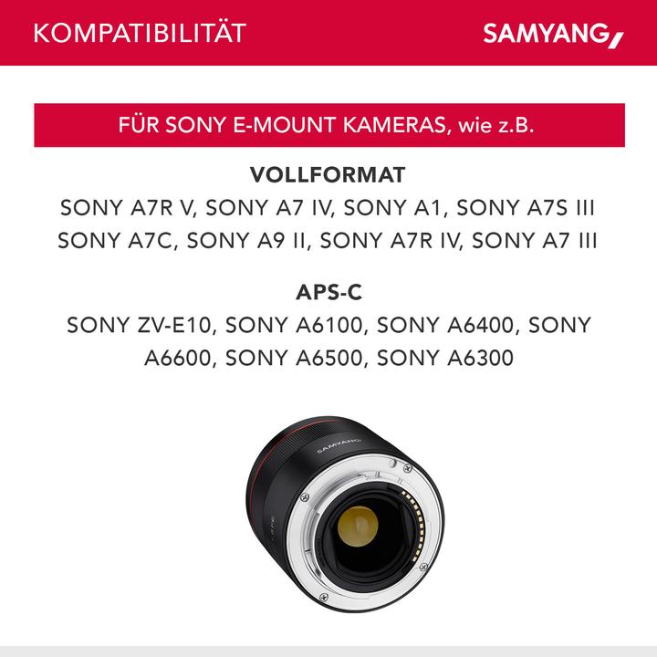 Immagine prodotto Samyang AF 45mm F1.8 FE (Sony E, APS-C / DX, Full-frame)