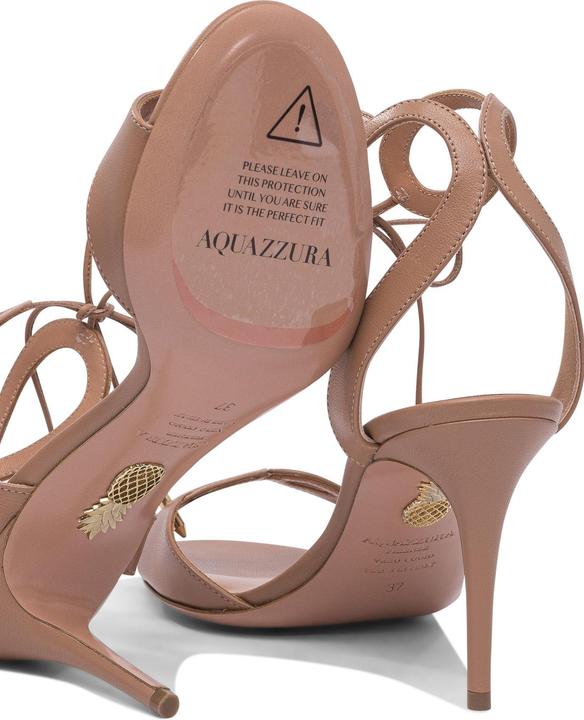 Actual product image Aquazzura Aquazzurra tessa 85 leather sandal in nude color (37)