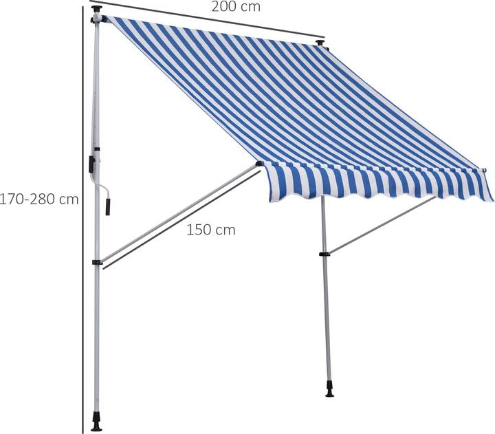 Produktbild Outsunny Klemmmarkise mit Handkurbel (2 m)