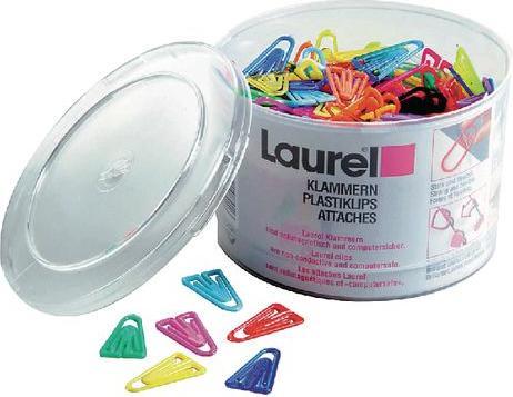 Actual product image Laurel Paper clips plastic clips 25mm PU=500 pieces assorted basic and fluorescent colours (500 x)