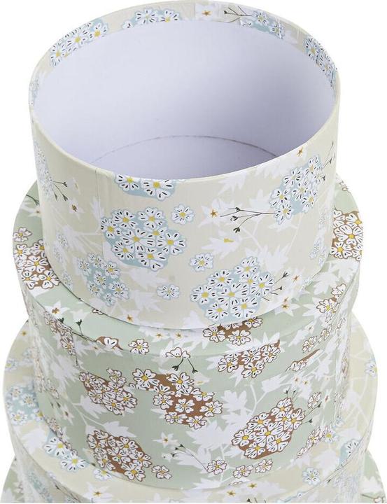 Image du produit DKD Home Decor Set of Stackable Organising Boxes Beige Green Cardboard (37,5 x 37,5 x 18 cm)