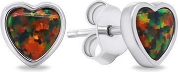 Brilio Silver - Delicate silver earrings Hearts with synthetic opals EA610WBC
